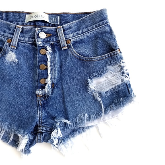 Gap Vintage Distressed High Waisted Denim Shorts - Picture 2 of 4